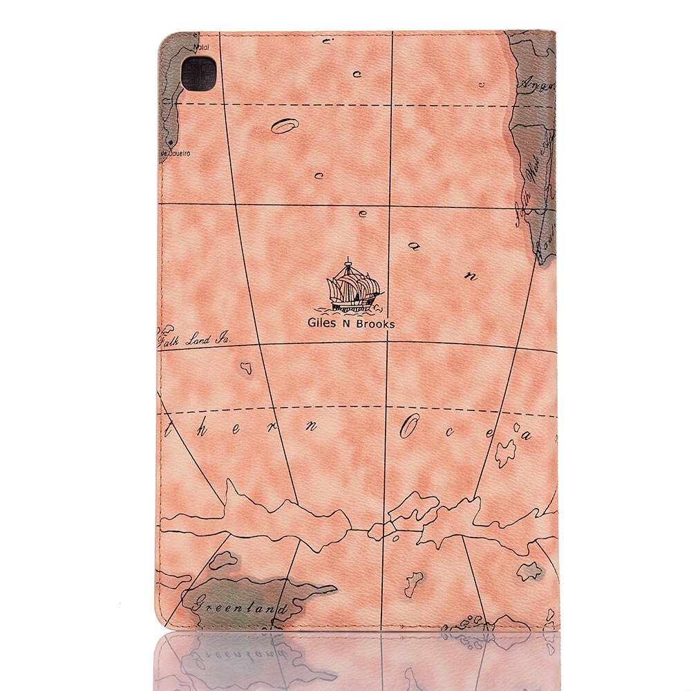 Case Samsung Galaxy Tab S6 Lite 10.4 SM-P610 P615 P617 #เคสฝาพับหนัง PU พิมพ์รูปแบบแผนที่ Map Pattern Stand Wallet Leather