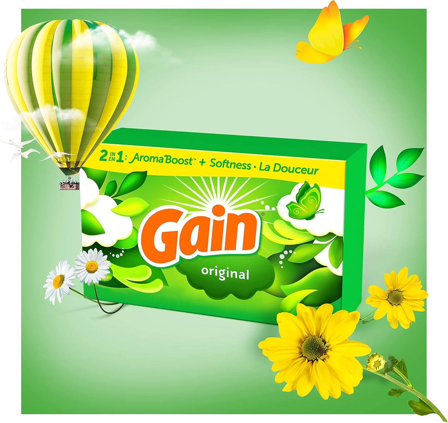 Gain® Dryer Sheets, Original Scent 240 Sheets แผ่นอบผ้า กลิ่นออริจินัล