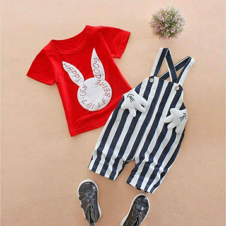 set เสื้อกับเอี๊ยม สำหรับเด็ก 1 ถึง 4 ขวบ