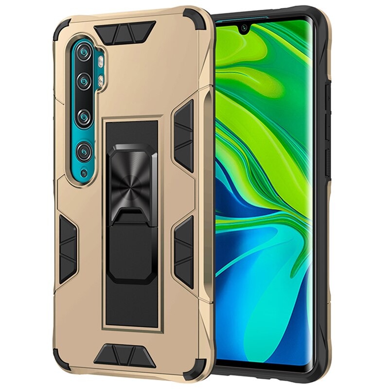 Case Xiaomi Mi Note 10 Pro #เคสฝาหลังเกราะป้องกัน ไฮบริด มีขาตั้ง Built-in Kickstand Hard PC Phone Stand Back Case Armor