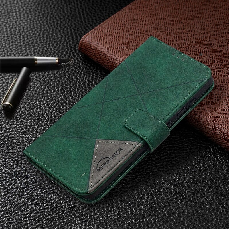 เคส Xiaomi 13T / 13T Pro #เคสฝาพับหนัง PU มีช่องเสียบ ID บัตรอื่นๆในตัว Geometric Pattern Leather Card Holder Protective