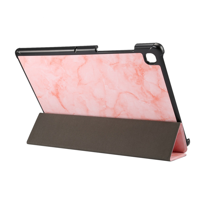 เคส Samsung Galaxy Tab S6 Lite 10.4 SM-P610 SM-P615 SM-P617 #เคสฝาพับปกสามพับลายเนื้อหินอ่อน Marble Texture Tri-fold PU Leather + PC Stand Tablet Shell