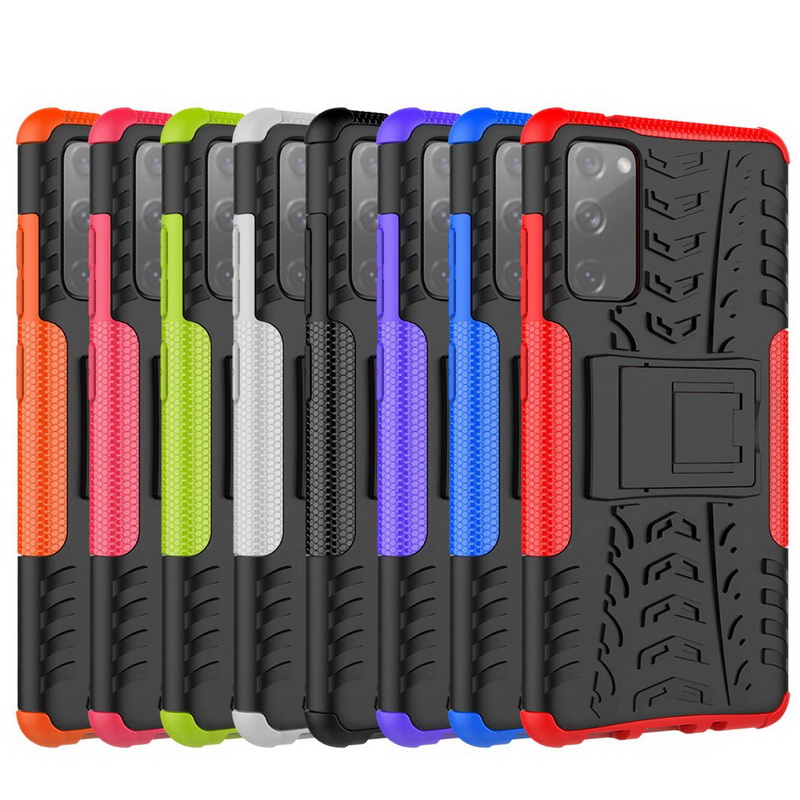 เคส Samsung Galaxy S20 FE / S20 FE 5G #เคสฝาหลังกันลื่น Cool Tyre Pattern Kickstand (PC + TPU)