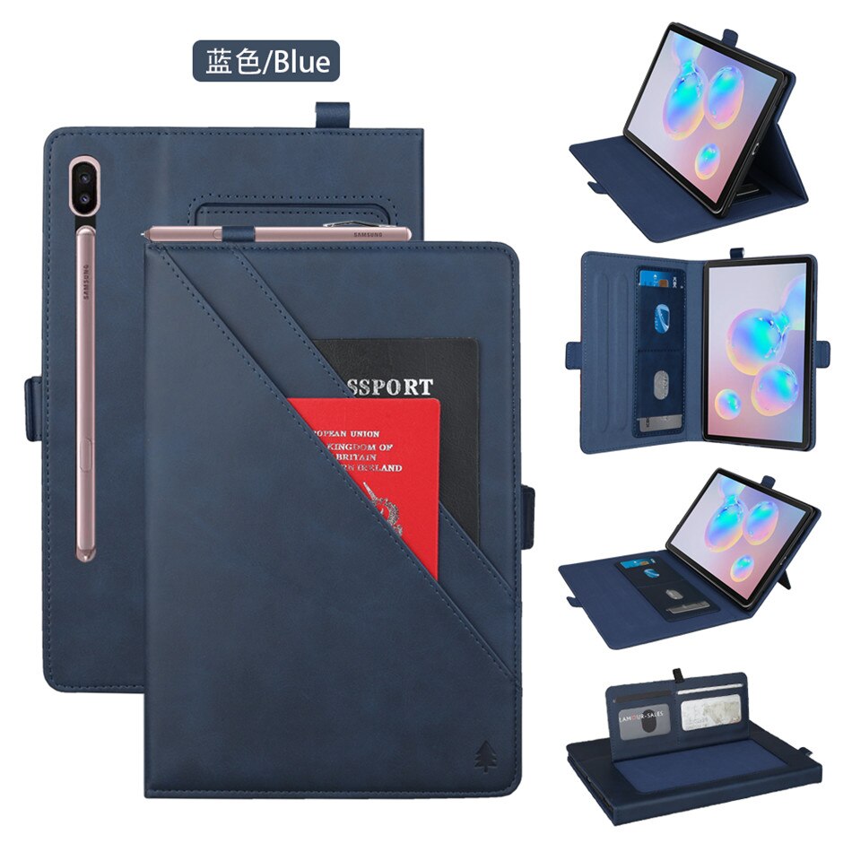 Case Samsung Galaxy Tab S7 11นิ้ว T870 T875 #เคสฝาพับหนัง PU ช่องเสียบการ์ดภายนอกและภายใน Flip Card Slots Stand Leather