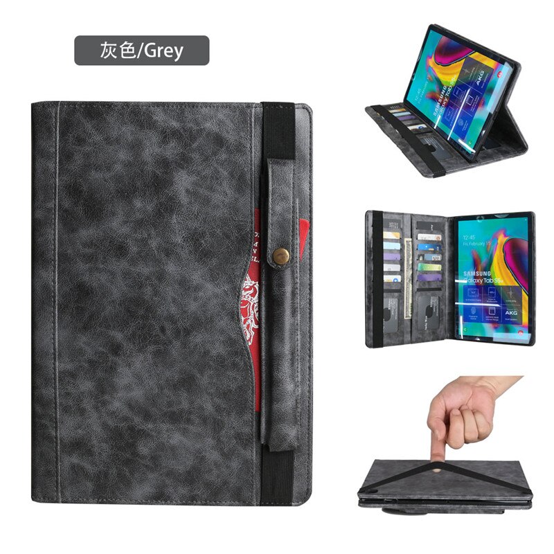 Case Samsung Galaxy Tab S5e SM-T720 SM-T725 #เคสฝาพับหนัง PU แบบกระเป๋าสตางค์ Retro Horse Crazy พร้อมช่องปากกา