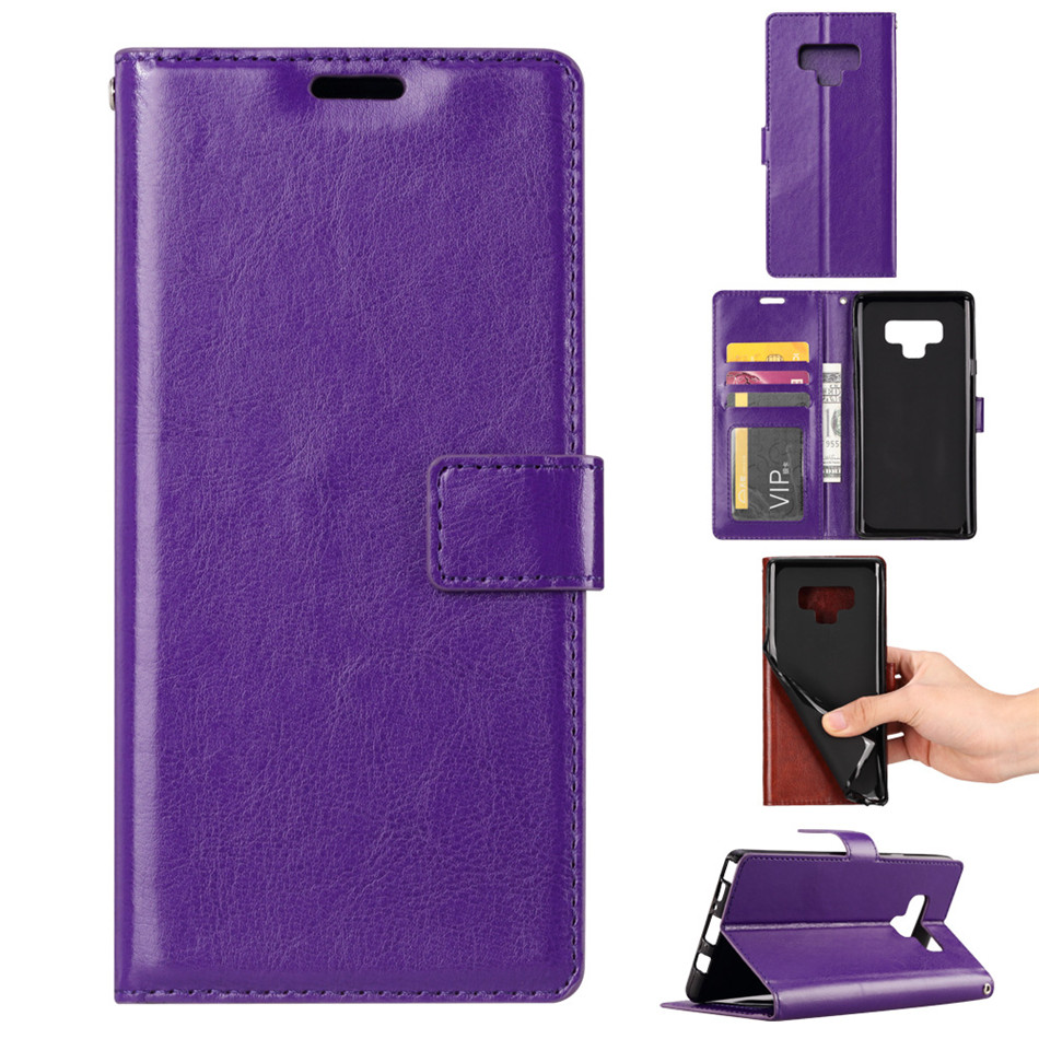 Case Samsung Galaxy Note 9 #เคสฝาพับหนัง PU ผิวหนังม้าสไตล์กระเป๋าสตางค์ Crazy Horse Texture Wallet
