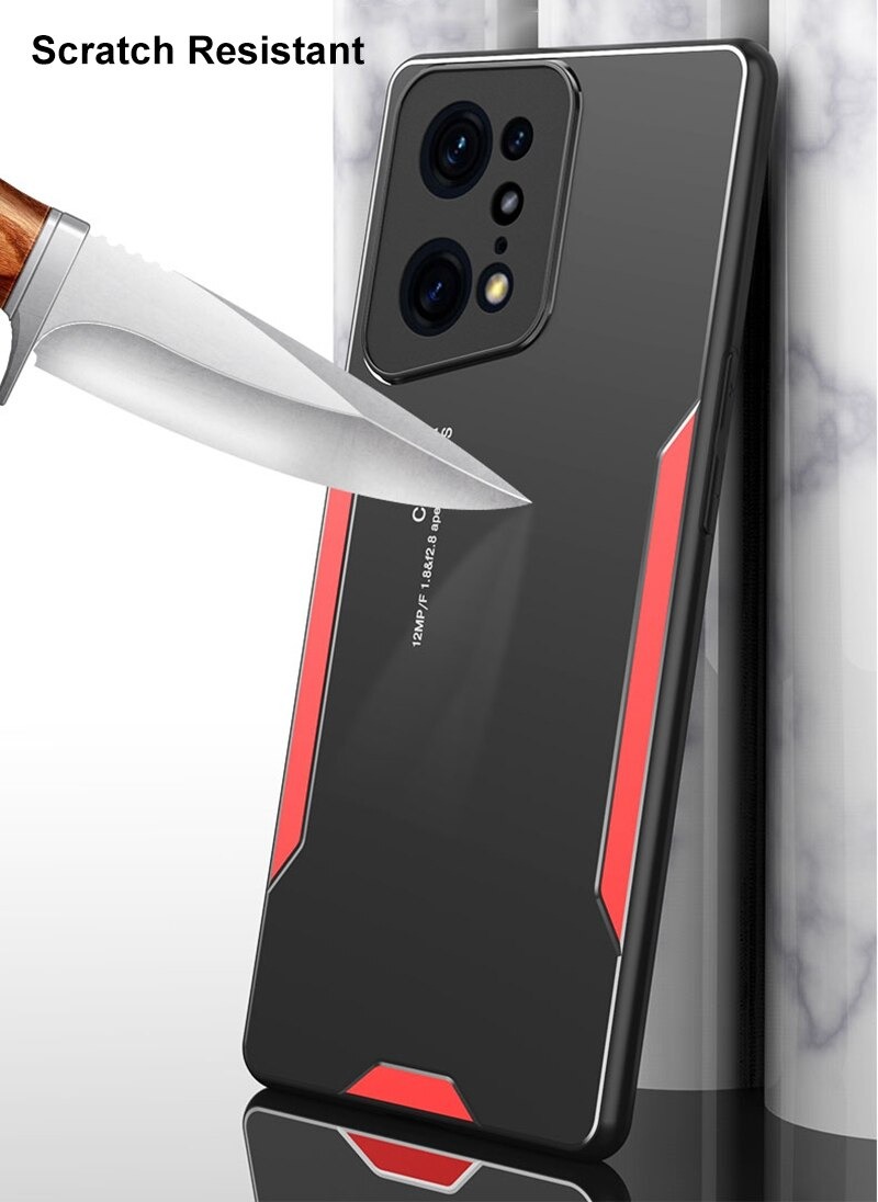 เคส OPPO Find X5 Pro 5G #เคสฝาหลังไฮบริด Metal +TPU Shockproof metal back plate Phone Back Cover