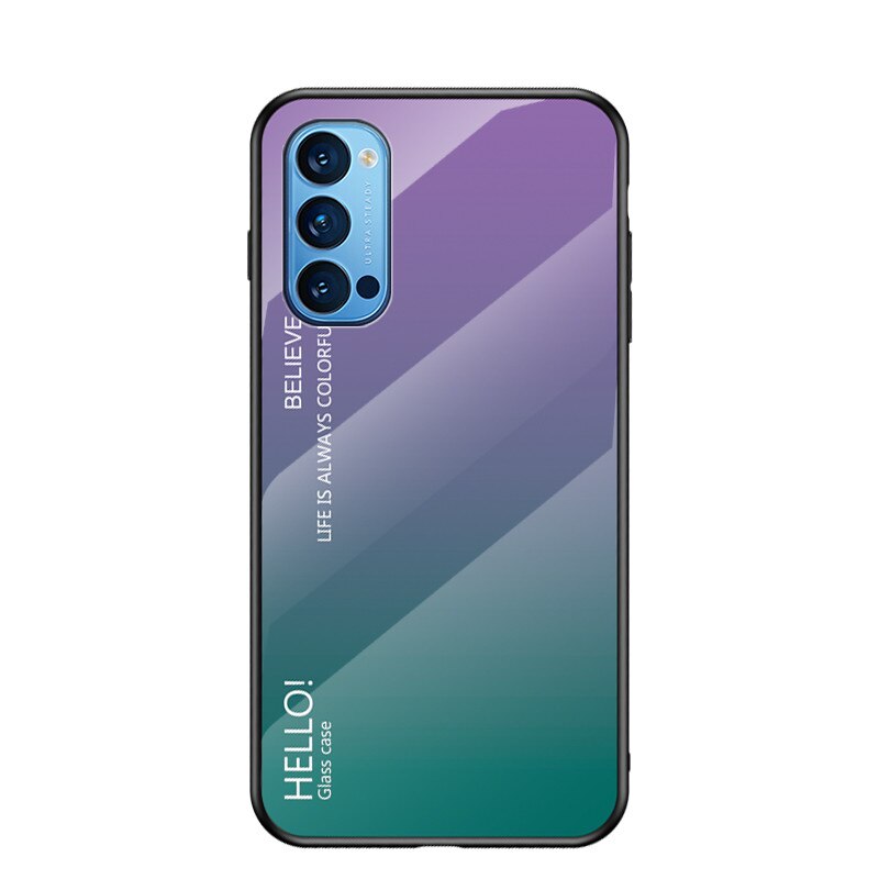 เคส OPPO Reno 4 Pro 5G #เคสฝาหลัง Gradient Color Glass + PC + TPU Hybrid Case