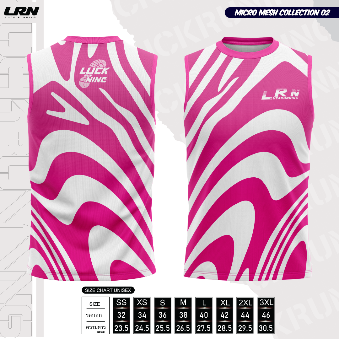 เสื้อวิ่งพิมพ์ลายแขนกุด LRN Collection 02 เนื้อผ้า Micro Mesh สำหรับวิ่งมาราธอน (MM12-02)