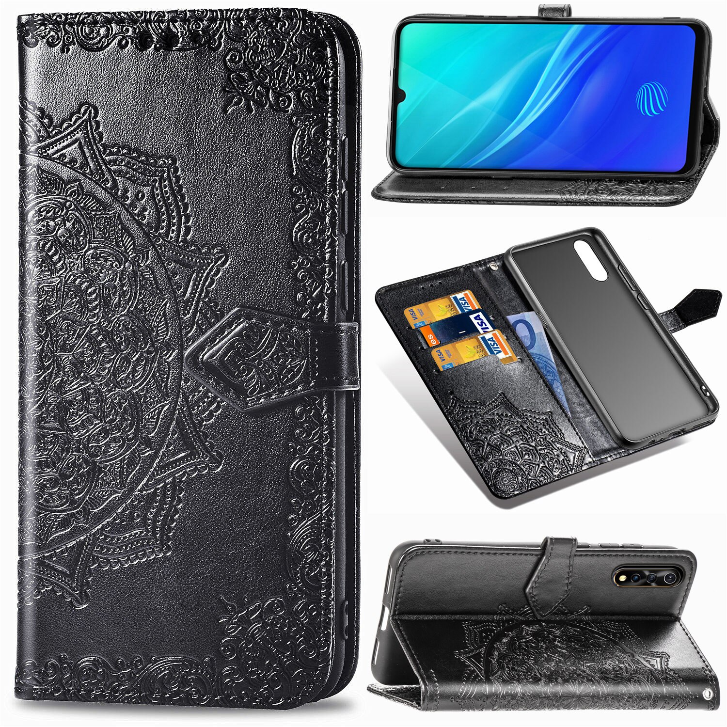 Case Vivo S1 #เคสฝาพับหนัง PU ผิวลายนูน Embossed Mandala Flower Leather Wallet