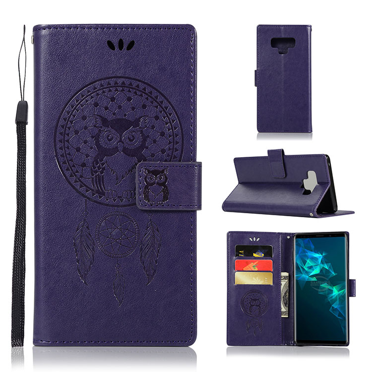 เคส Samsung Galaxy Note 9 #เคสฝาพับแบบกระเป๋าสตางค์ฝาพับหนัง PU ลายนกฮูก Dream Catcher Owl