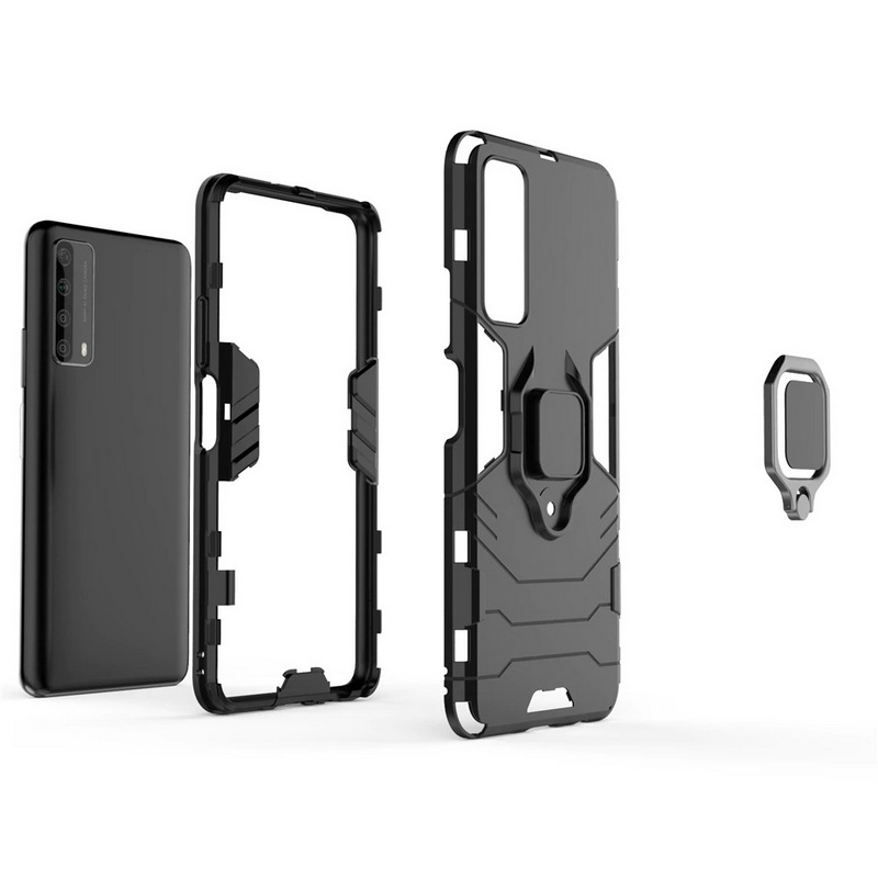 Case Huawei Y7a #เคสฝาหลังพลาสติกแข็ง +TPU Hybrid Case มีแหวนสวมนิ้วโลหะ