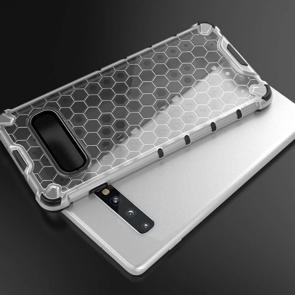 Case Samsung Galaxy S10+#เคสฝาหลังกันกระแทก Honeycomb Shock Absorber TPU + PC + Silicone Hybrid