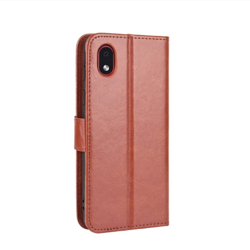 Case Samsung Galaxy A01 Core #เคสฝาพับหนัง PU ผิวหนังม้า Crazy Horse Texture Leather Wallet