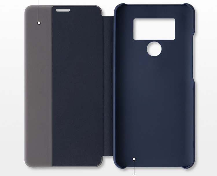 เคส Huawei Mate 10 Pro #เคสฝาพับมีช่องวิวด้านข้างแนวยาวหนัง PU ผิวหนังม้าแบบคลาสสิกตัดด้วยแถบสีดูดีมีสไตล์ คุณภาพดี