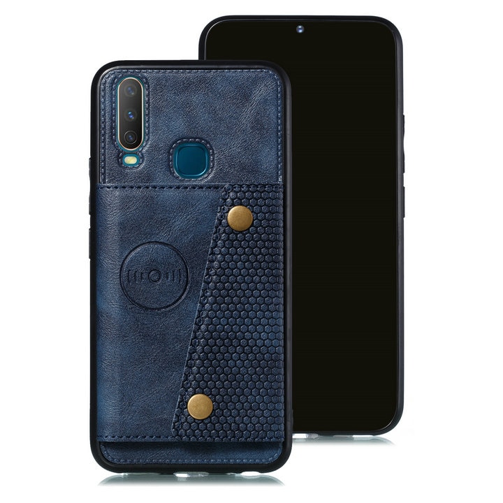 Case vivo Y17 #เคสฝาหลัง TPU เคลือบหนัง PU มีที่เก็บบัตร PU Leather Coated TPU Card Holder Magnetic Kickstand