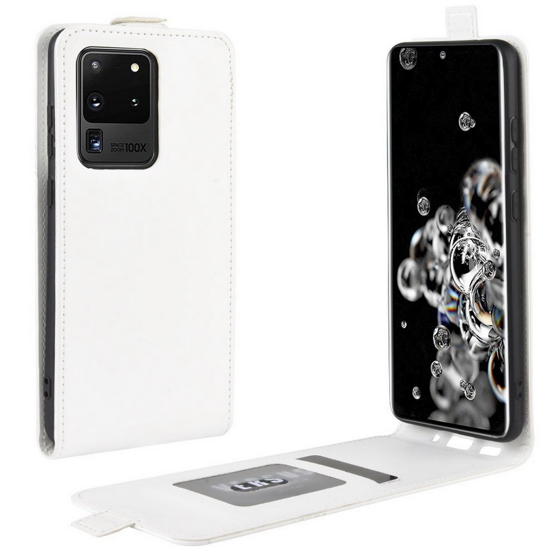 เคส Samsung Galaxy S20 Ultra / S20 Ultra 5G #เคสฝาพับหนัง PU Crazy Horse แนวตั้ง พร้อมช่องเสียบการ์ด