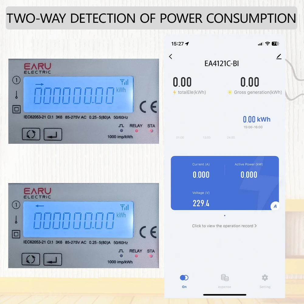 Tuya 80A WiFi 110V 220V Smart Single Phase Two-way Energy Meter