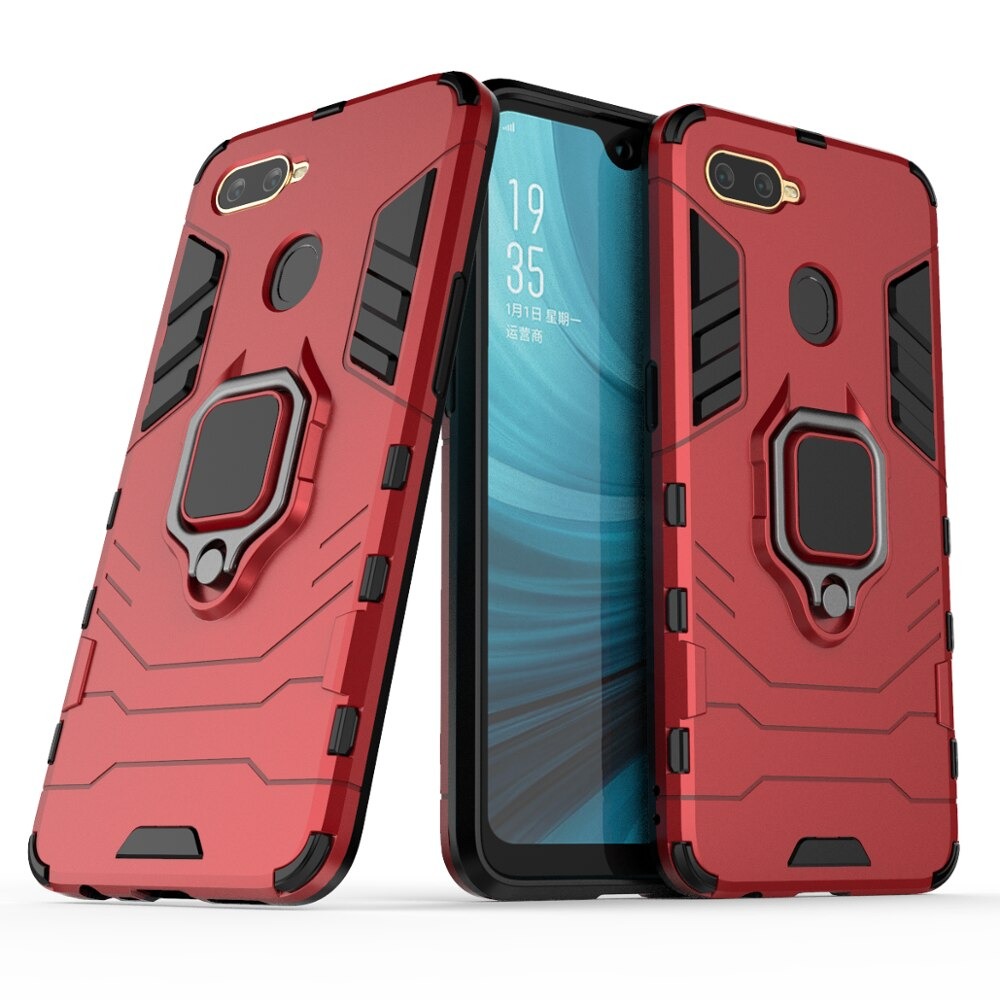 Case OPPO A12 #เคสฝาหลังพลาสติกแข็ง +TPU Hybrid Case มีแหวนสวมนิ้วโลหะ