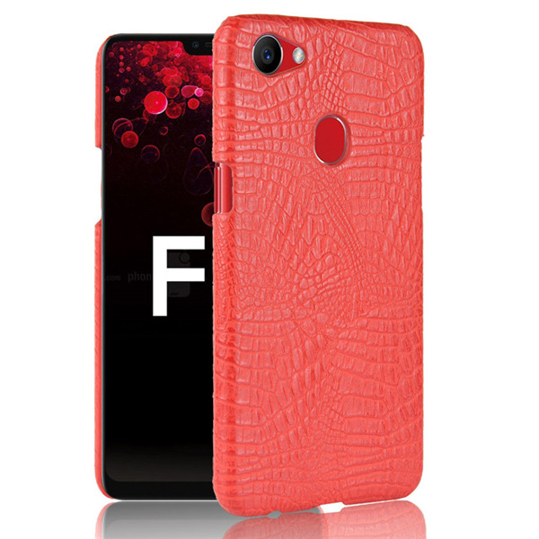 Case OPPO F7 #เคสฝาหลังพลาสติกแข็งเคลือบหนัง PU ลายผิวหนังจระเข้