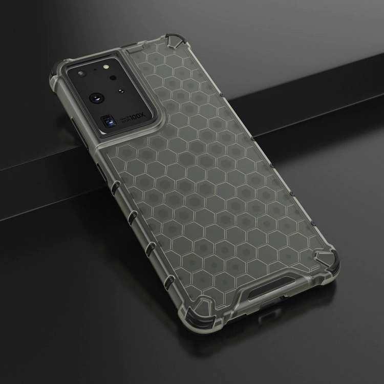 เคส Samsung Galaxy S21 Ultra #เคสฝาหลังกันกระแทก Honeycomb Shock Absorber TPU + PC + Silicone Hybrid