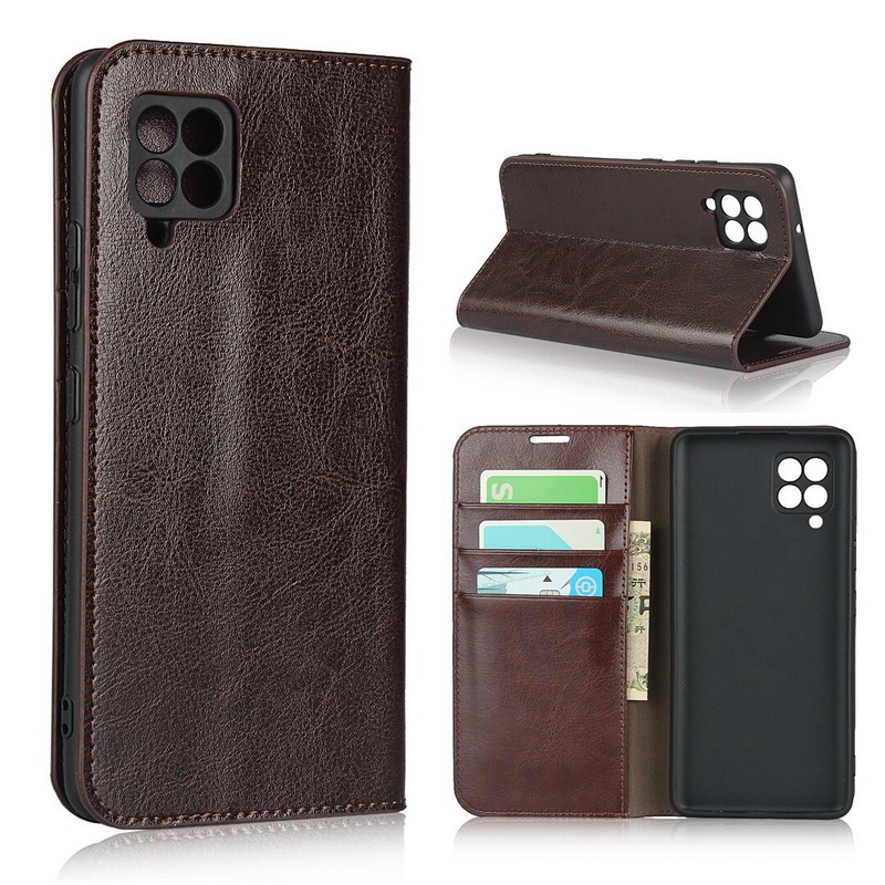 Case Samsung Galaxy A42 5G #เคสฝาพับแบบกระเป๋าสตางค์คุณภาพดี Crazy Horse Genuine Leather Cover