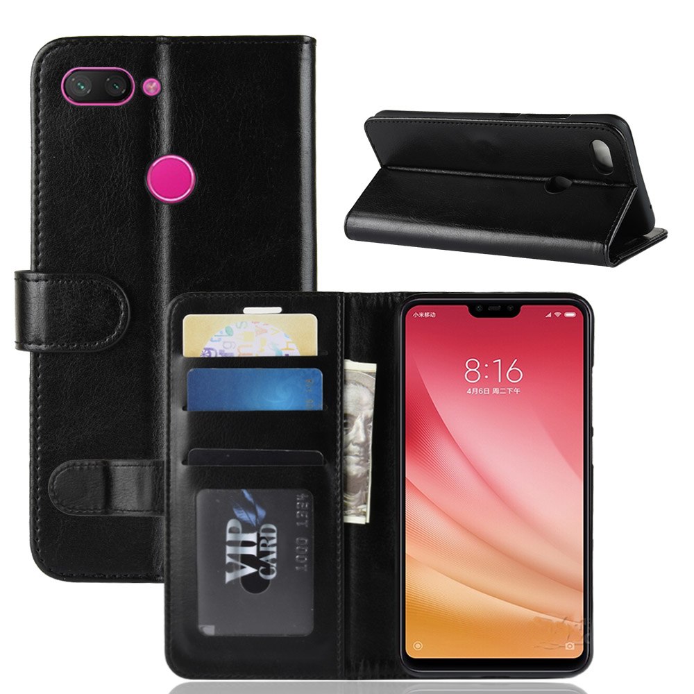 Case Xiaomi Mi 8 Lite #เคสฝาพับหนัง PU ผิวหนังม้าสไตล์กระเป๋าสตางค์ราคาเบาๆสบายกระเป๋า