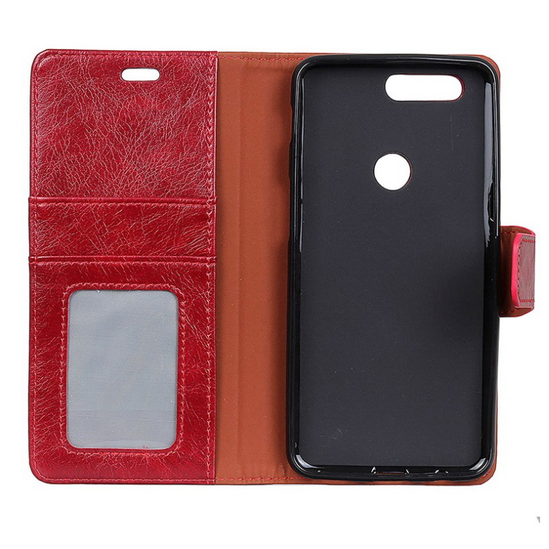 เคส OPPO A7 #เคสฝาพับหนังแยกปิดฝาแม่เหล็ก Textured Split Leather Wallet Magnetic