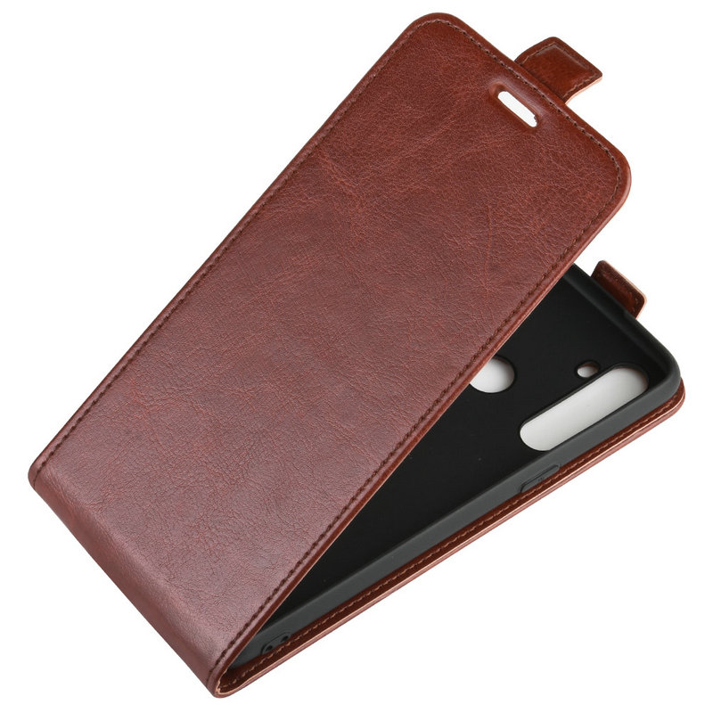Case Realme 5 Pro #เคสฝาพับหนัง PU Crazy Horse แนวตั้ง พร้อมช่องเสียบการ์ด