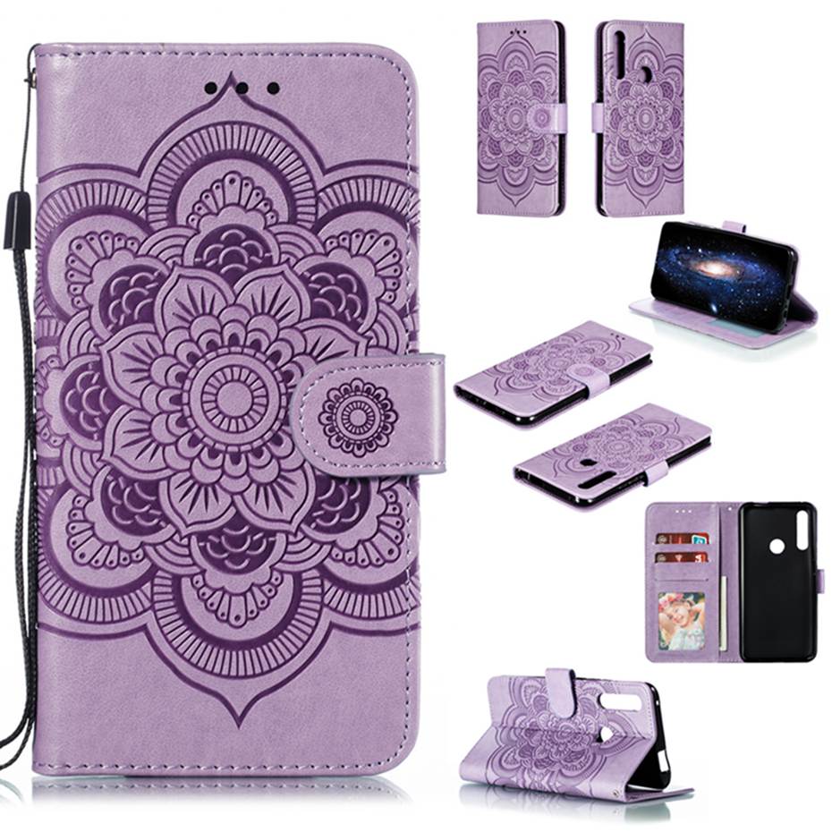 Case Samsung Galaxy A20s #เคสฝาพับหนัง PU ปั้มลาย Imprint Mandala Flower