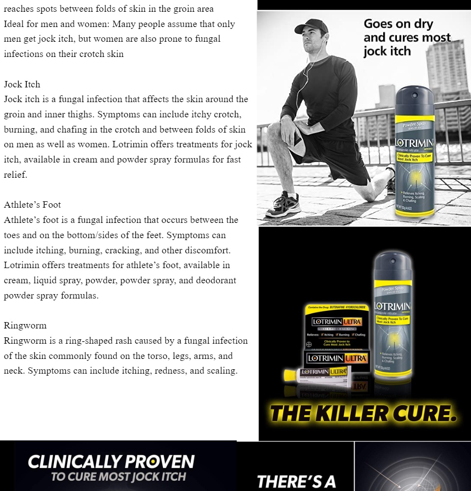 แป้งลดคันจ๊อค คันขาหนีบ ต้นขา แบบสเปรย์ Powder Spray Antifungal Relieves Jock Itch 133g [(Lotrimin®)