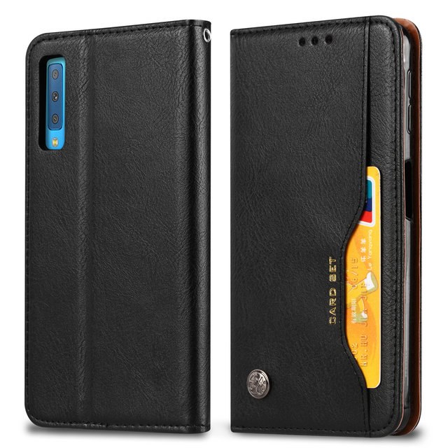 เคส Samsung Galaxy A7 (2018) #เคสฝาพับแบบกระเป๋าสตางค์หนัง PU มีช่องเสียบบัตรคุณภาพดี