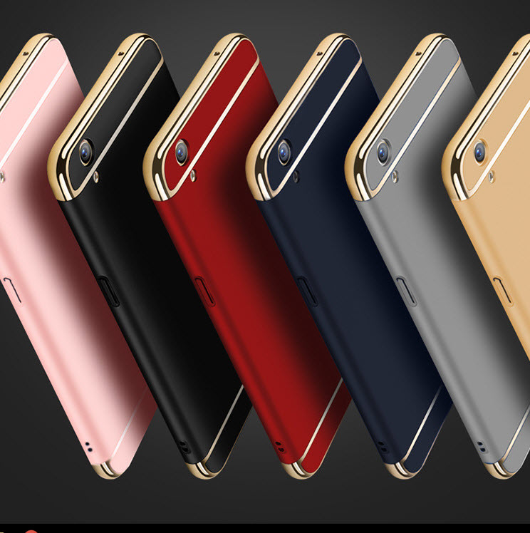 เคส Oppo F1 Plus #เคสพลาสติกแข็งชุบขอบทองแยกชิ้นได้ electroplating scrub phone shell case