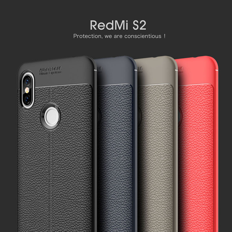 เคส Xiaomi Redmi S2 #เคสฝาหลัง TPU ผิวลิ้นจี่ช่วยป้องกันลายนิ้วมือและกันลื่นได้ดี