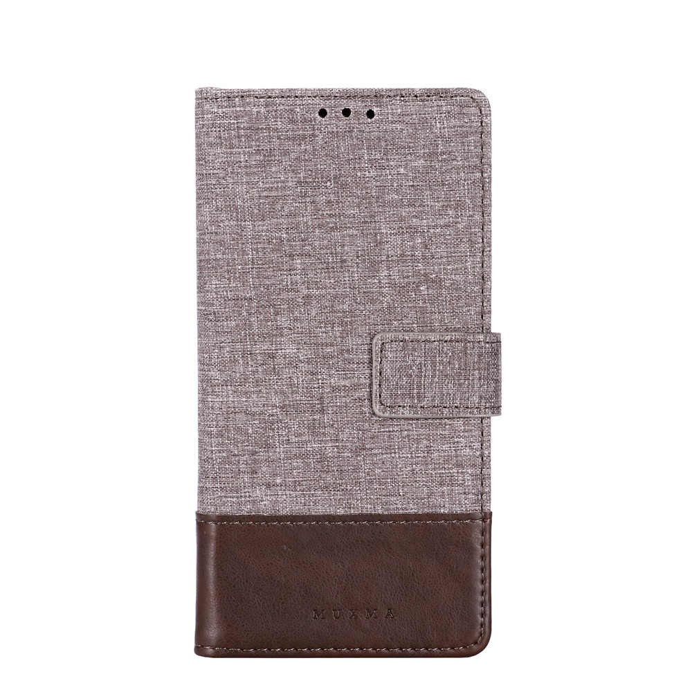 เคส Samsung Galaxy S22 Ultra 5G #เคสแบบฝาพับ MUXMA หนัง PU ออกแบบสีทูโทนตัดลายผ้า Canvas Splicing