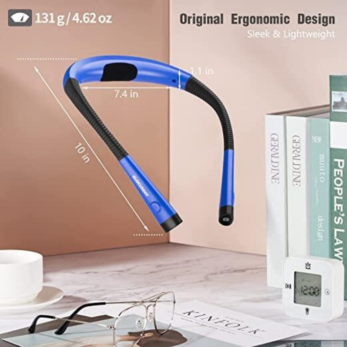 Glocusent® Upgraded LED Neck Reading Light ไฟอ่านหนังสือ ไฟฉายแบบคล้องคอ แบบชาร์จได้ ไฟLEDปรับความสว่างได้