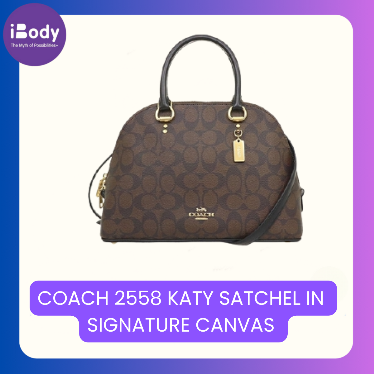 หนังแท้100 % COACH 2558 KATY SATCHEL IN SIGNATURE CANVAS กระเป๋าสะพายข้าง ลายซิกเนเจอร์