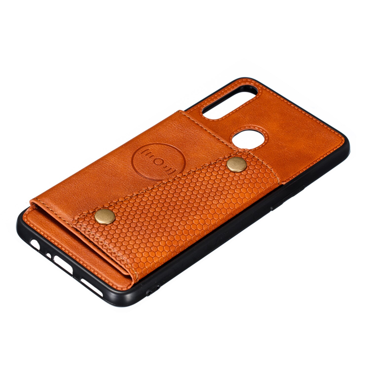 Case Samsung Galaxy A20s #เคสฝาหลัง TPU เคลือบหนัง PU มีที่เก็บบัตร PU Leather Coated TPU Card Holder Magnetic Kickstand