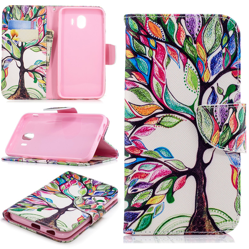 Case Samsung Galaxy J4 (2018) #เคสฝาพับกระเป๋าสตางค์หนัง PU พิมพ์ลายสวยงามน่ารักๆ Pattern Printing Leather Wallet