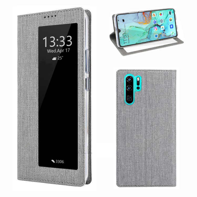 เคส Huawei P30 Pro #เคสฝาพับหนังฝาพับมีช่องวิวด้านข้าง VILI DMX Cross Texture View Window Leather