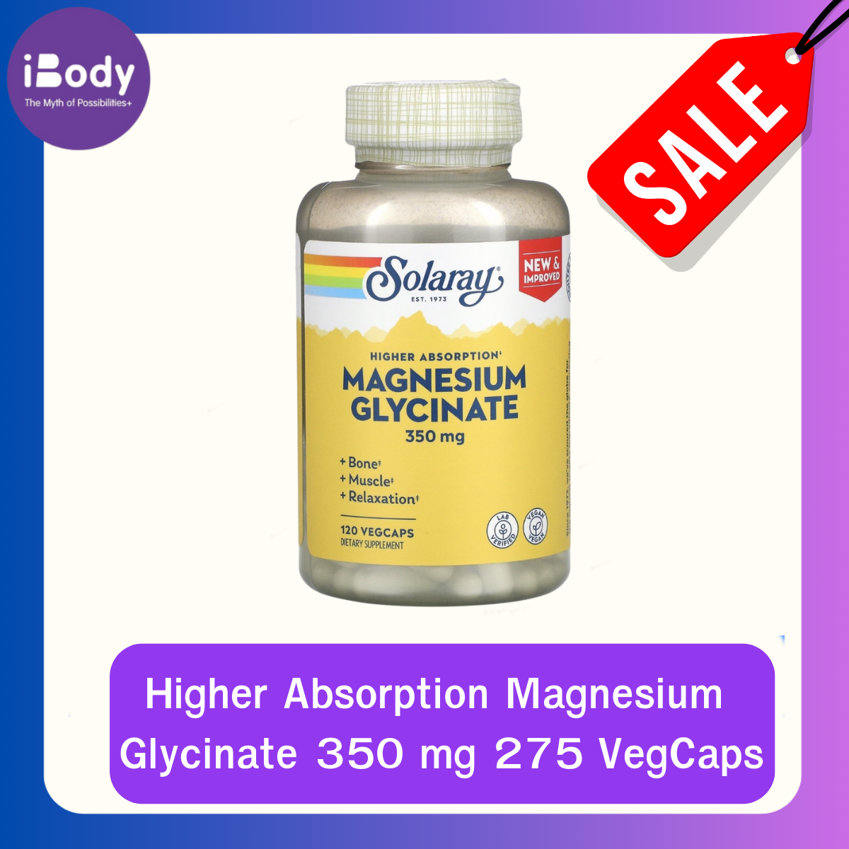 Solaray - Higher Absorption Magnesium Glycinate 350 mg แมกนีเซียม ไกลซิเนต