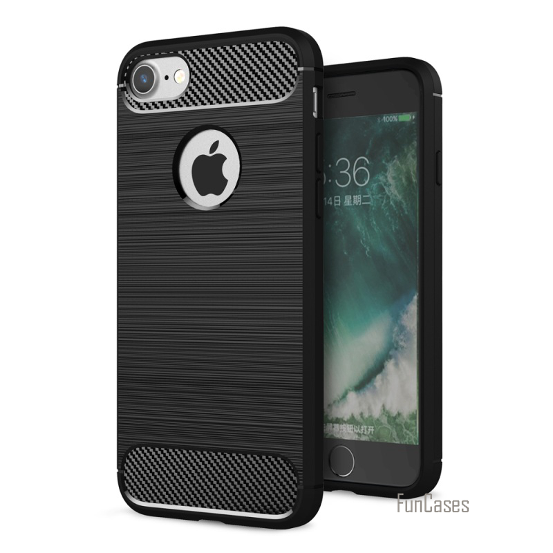 เคส iphone 7 เคสฝาหลังกันกระแทกผิวขัดโลหะตกแต่งด้วยไฟเบอร์คาร์บอน สวยงามทันสมัย