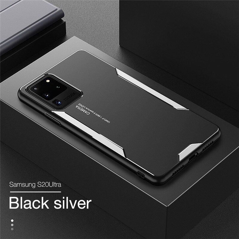เคส Samsung Galaxy S20 Ultra / S20 Ultra 5G #เคสฝาหลังไฮบริด Metal +TPU Shockproof metal back plate Phone Back Cover
