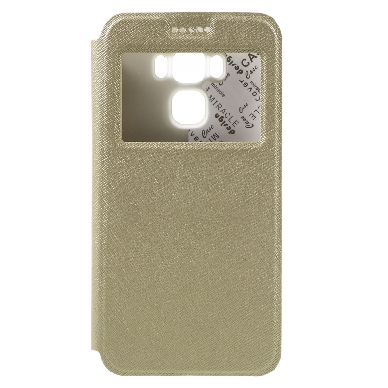 Case Asus Zenfone 3 Max ZC553KL เคสหนังฝาพับมีช่องวิว Cross Texture Leather Stand Flip Phone Cover