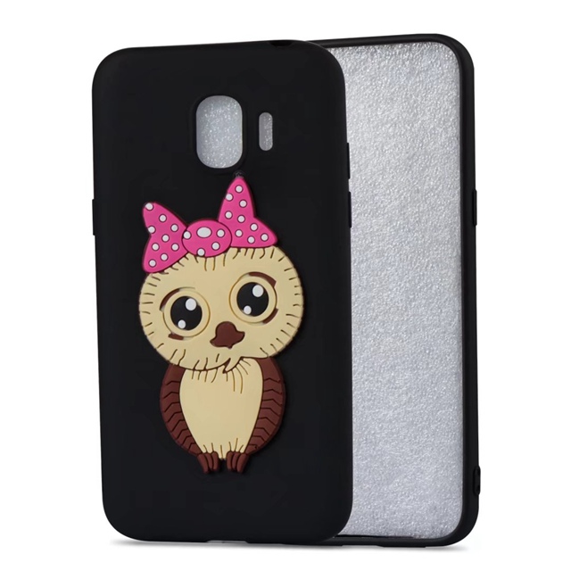 Case Samsung Galaxy J2 Pro (2018) #เคสฝาหลังนิ่มลายนกฮูกติดโบ 3D น่ารัก Lovely 3D Owl with Bowknot Pattern