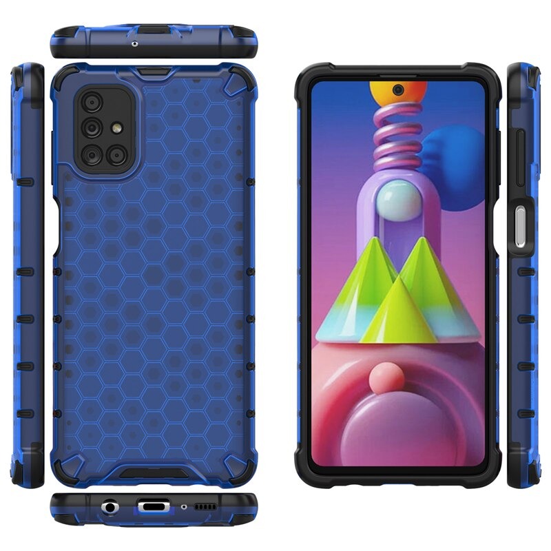 เคส Samsung Galaxy M51 #เคสฝาหลังกันกระแทก Honeycomb Shock Absorber TPU + PC + Silicone Hybrid