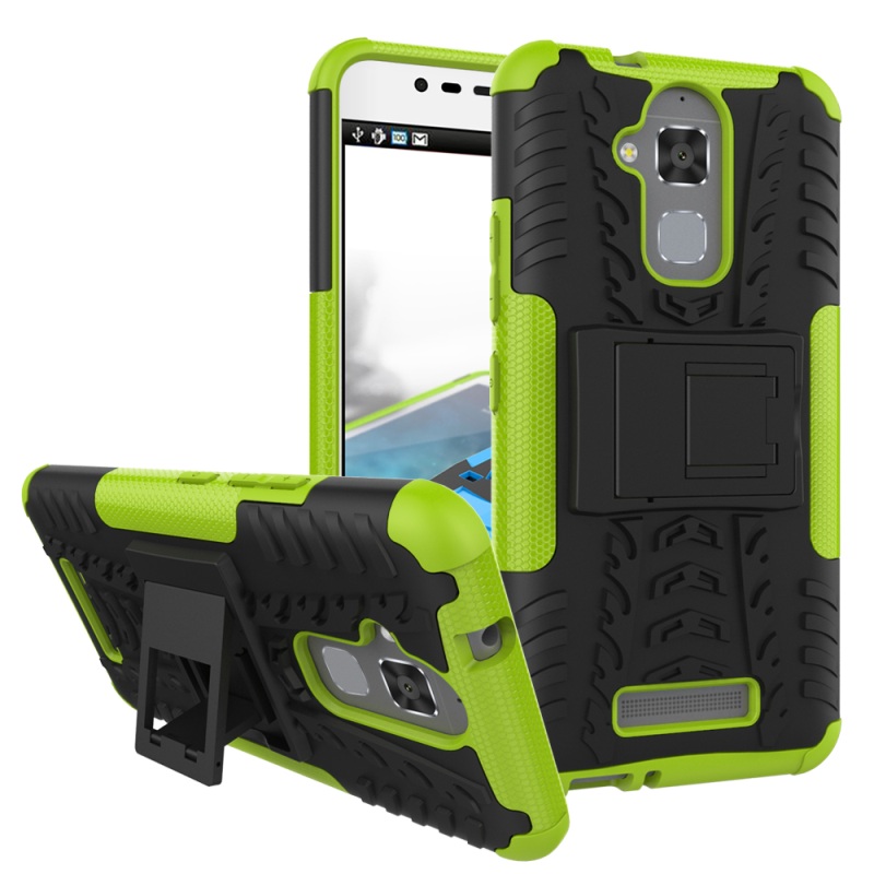 เคส Asus Zenfone 3 Max ZC520TLเคสฝาหลังไฮบริด Tire Pattern Hybrid PC + TPU Kickstand Case