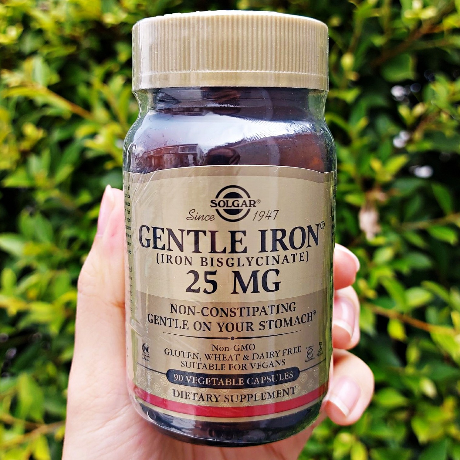 ธาตุเหล็ก Gentle Iron 25 mg 90 Vegetable Capsules (Solgar®) สูตรอ่อนโยนต่อกระเพาะอาหาร