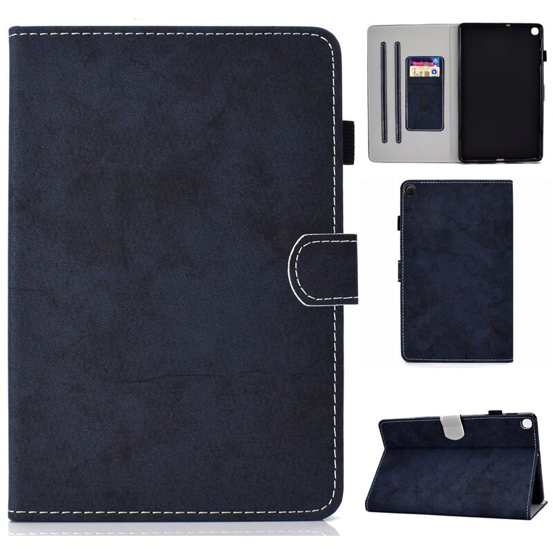 Case Samsung Galaxy Tab S6 Lite 10.4 SM-P610 P615 P617 #เคสฝาพับหนัง PU ลายผิวผ้ามีช่องใส่บัตร Business Style Leather Case with Card Storage