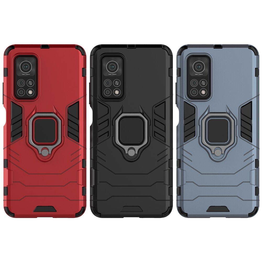 Case Xiaomi Mi 10T Pro#เคสฝาหลังพลาสติกแข็ง +TPU Hybrid Case มีแหวนสวมนิ้วโลหะ